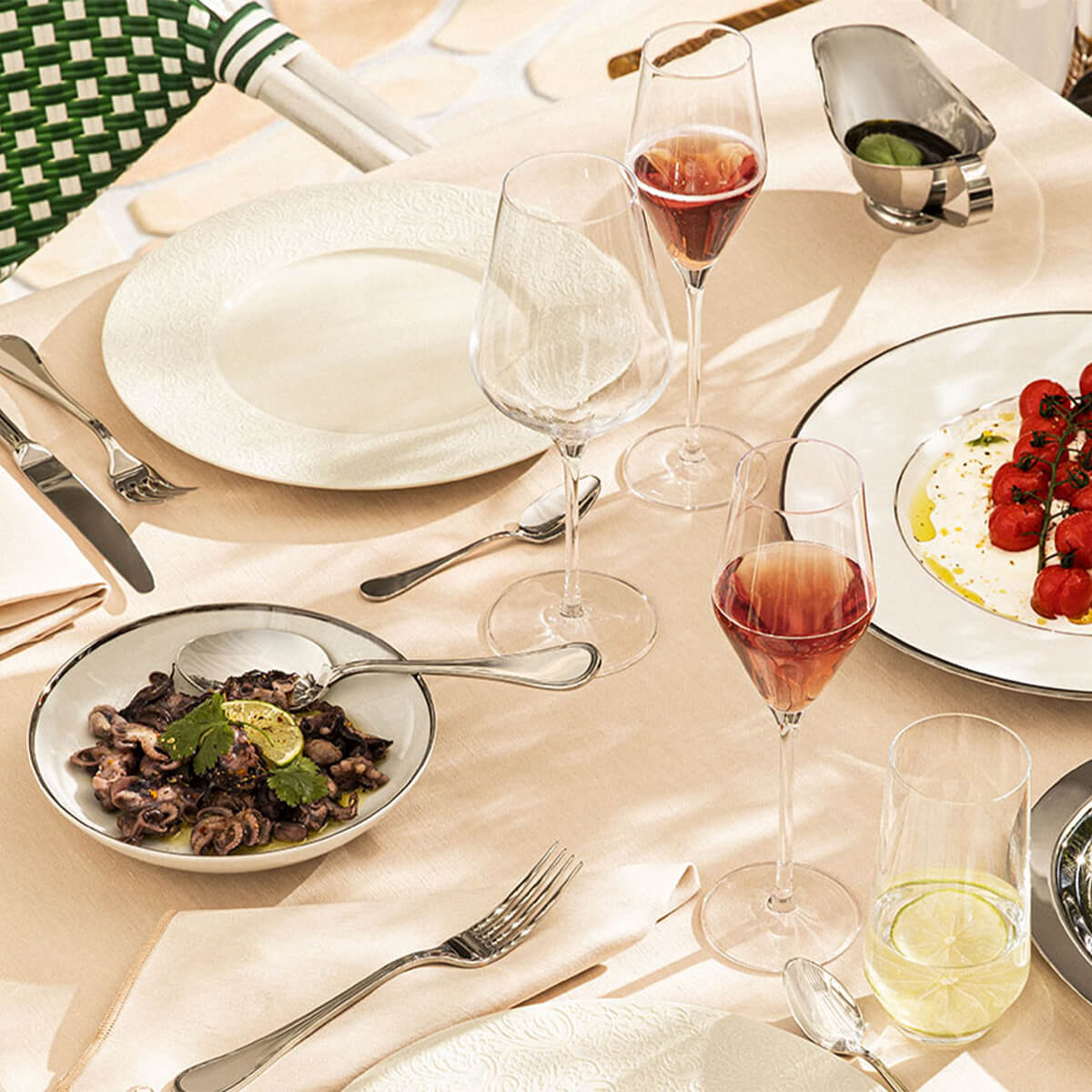 VERLAINE MIROIR Couteau de table manche orfèvre lame unie