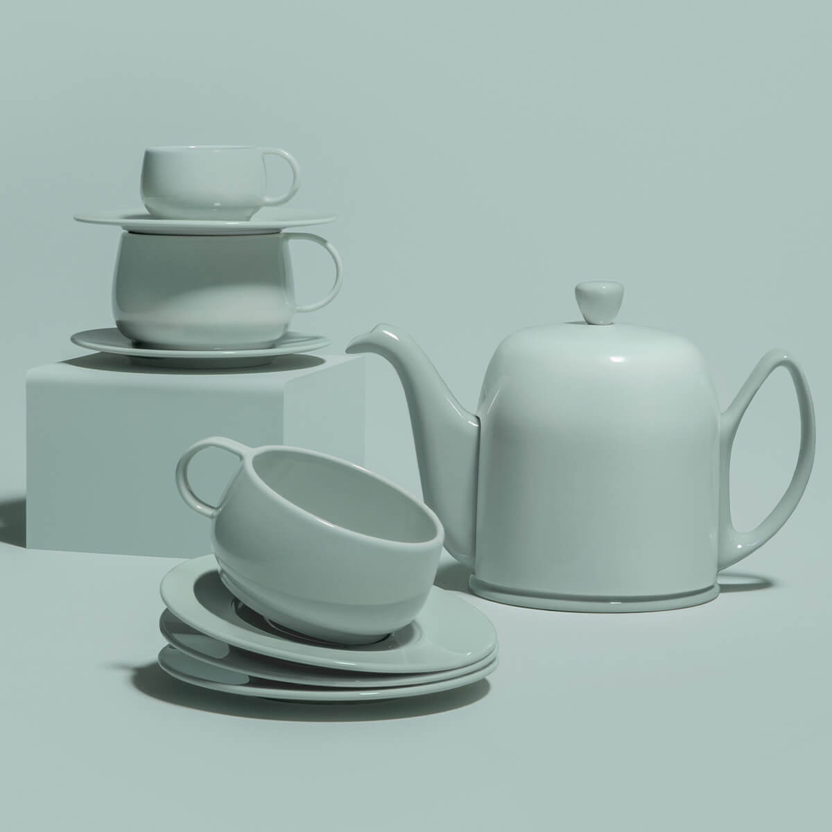 SALAM MONOCHROME Théière 6 tasses cloche vert amande